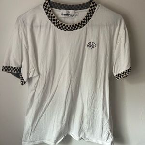 Saturday by Megan Ellaby The Lennie Checkerboard Tipping Oversized T-Shirt